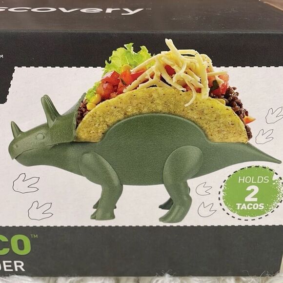 DISCOVERY Tricerataco Dinosaur  2 Taco & Snack Holder Green New in Opened Box - Picture 7 of 9